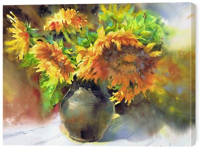 Картина на стіну у вітальню / спальню квіти «Соняшники в глеку» 30х40 см ART-1289-30x40-c фото