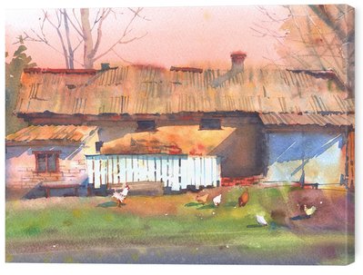 Картина на холсте Домик в деревне 30х40 см ART-396-30x40-c фото