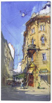 Картина на стену в гостиную / спальню &laquo;Львовские фасады&raquo; 60х30 см ART-1597-60x30 фото
