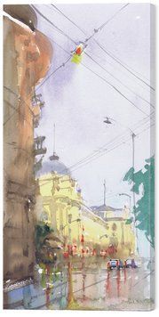 Картина на стену в гостиную / спальню &laquo;Прогулки по Львову&raquo; 60х30 см ART-1615-60x30-c фото